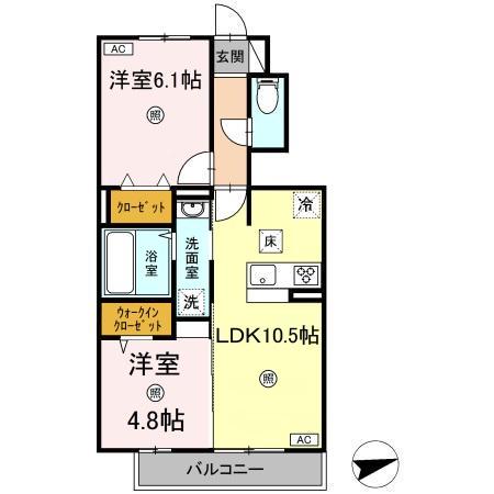 マーメゾン(2LDK/1階)の間取り写真