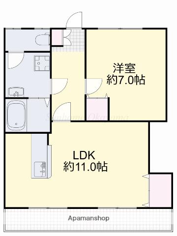 江崎コーポ(1LDK/2階)の間取り写真