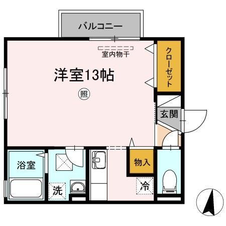 リビングタウン豊成 A(ワンルーム/1階)の間取り写真
