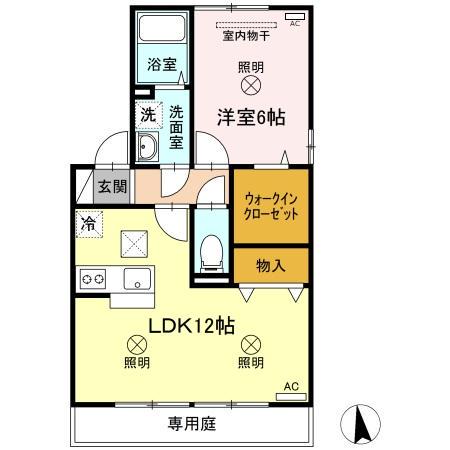 サンティーエA棟(1LDK/1階)の間取り写真