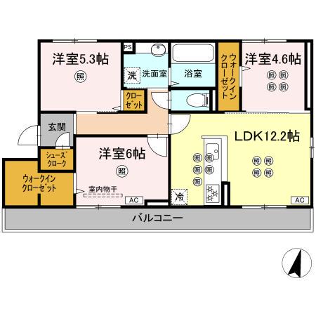 BLISS COURT II(3LDK/2階)の間取り写真