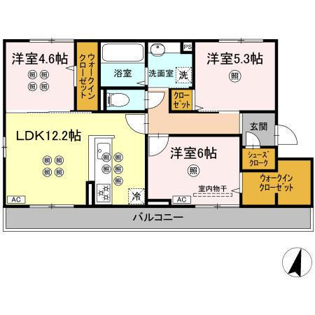 BLISS COURT II(3LDK/2階)の間取り写真