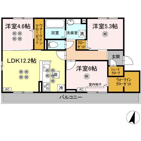 BLISS COURT II(3LDK/1階)の間取り写真