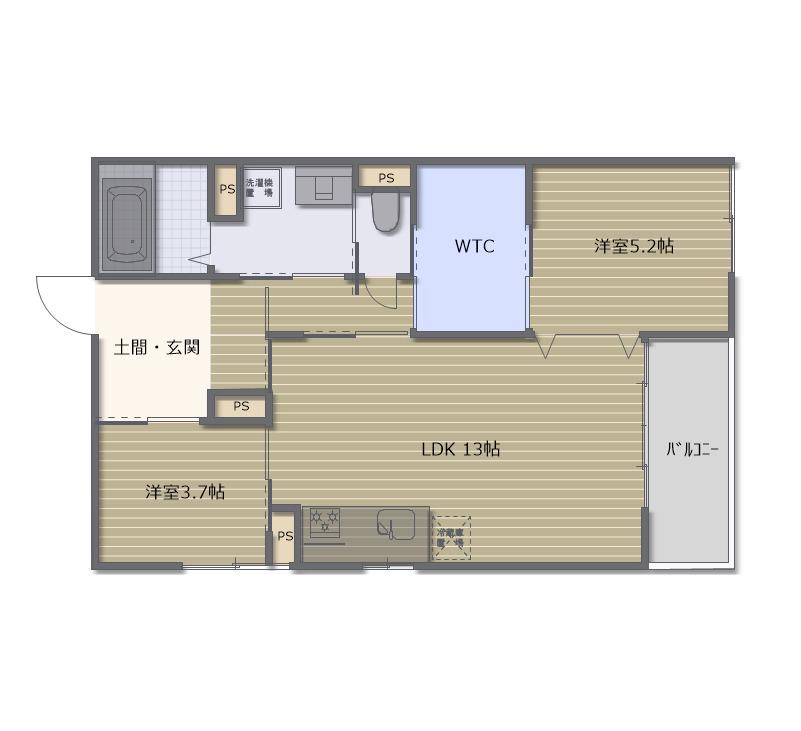 スカイガーデン長岡(2LDK/1階)の間取り写真