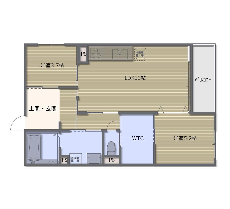 スカイガーデン長岡(2LDK/2階)の間取り写真