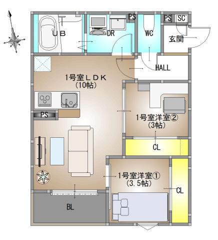 REGALEST 南高前 REGALEST 奥田7(2LDK/1階)の間取り写真