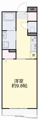 ベルハーモニー(1K/2階)の間取り写真