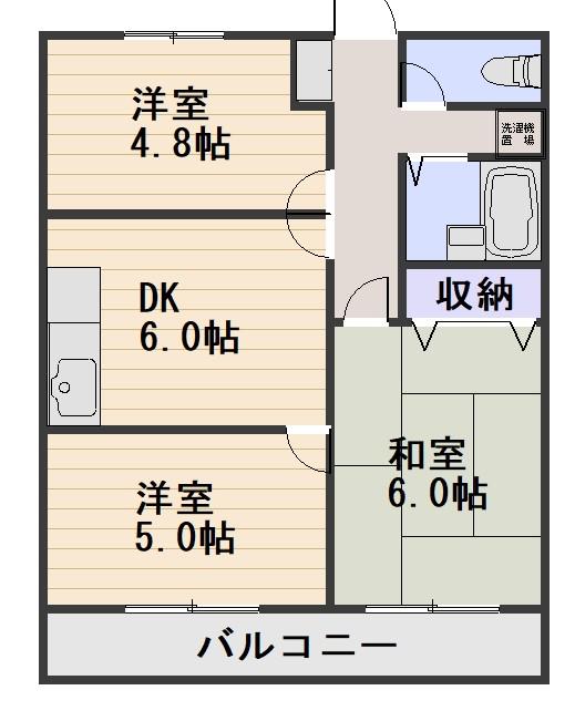 ローズガーデン延友(3DK/1階)の間取り写真