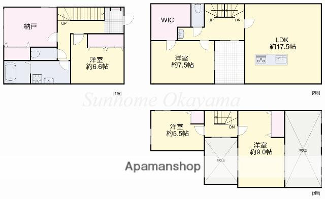 岡山電軌東山本線 西大寺町・岡山芸術創造劇場ハレノワ前駅 徒歩4分 3階建 築21年(4SLDK)の間取り写真