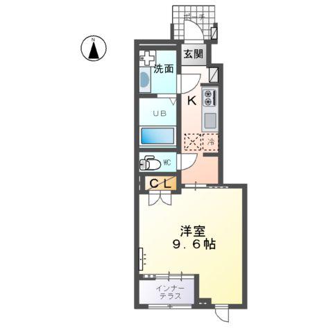 スターテラスⅡ西大寺(1K/1階)の間取り写真