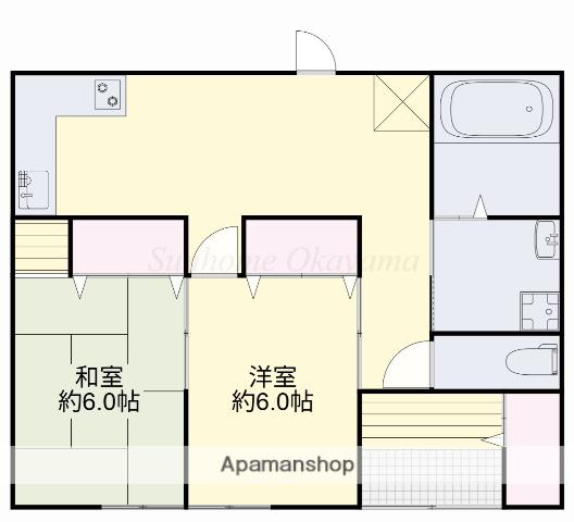 岡山電軌清輝橋線 岡山駅前駅 徒歩10分 1階建 築42年(2LDK)の間取り写真