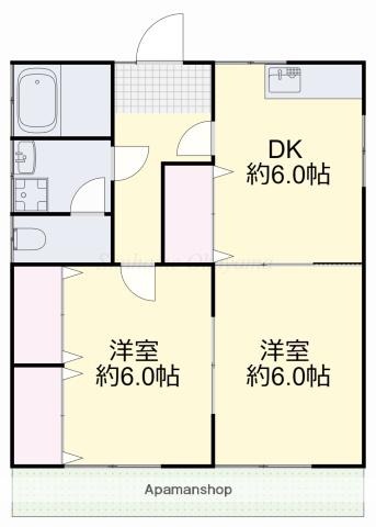 岡山電軌東山本線 東山・おかでんミュージアム駅駅 徒歩56分 1階建 築49年(2DK)の間取り写真