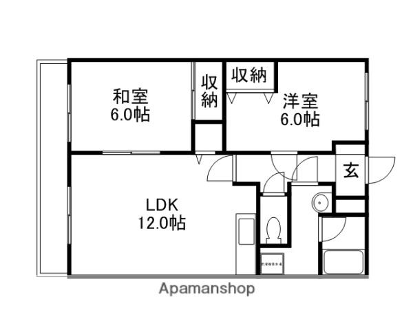 アリベ国富(2LDK/7階)の間取り写真
