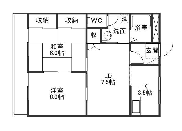 メゾンセルフィス(2LDK/1階)の間取り写真