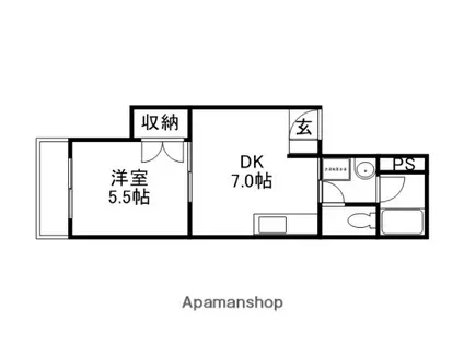 サンピア柳町(1DK/4階)の間取り写真