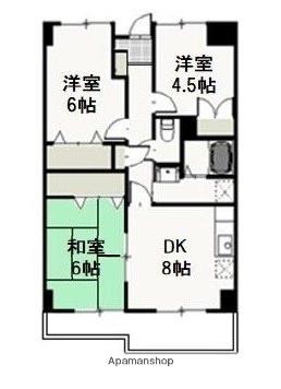 クオーレ花尻(3DK/3階)の間取り写真