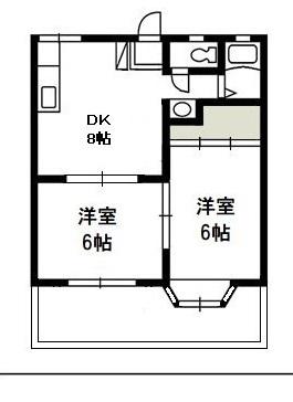 グランドールA(2DK/1階)の間取り写真