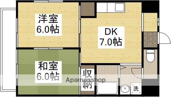 シティオカヤマ(2DK/2階)の間取り写真
