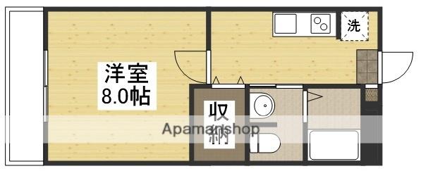 サウスウィンド山本Ⅰ(1K/3階)の間取り写真