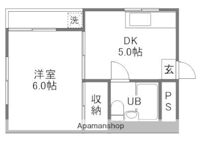 メゾン富士岡山(1DK/4階)の間取り写真