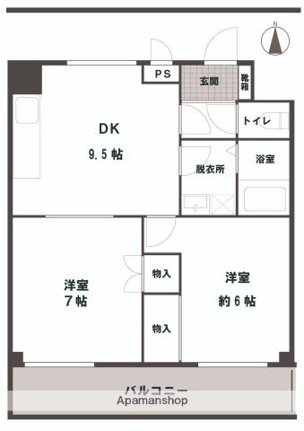 ソフィア今(2DK/3階)の間取り写真