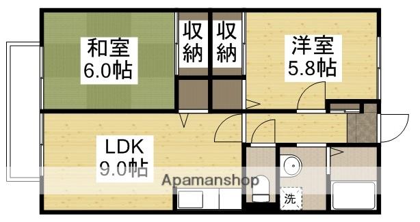 サンビレッジ北長瀬 G棟(2LDK/1階)の間取り写真