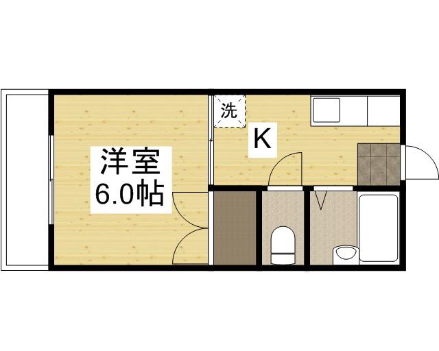 ヴィガーライフ雅Ⅱ(1K/1階)の間取り写真
