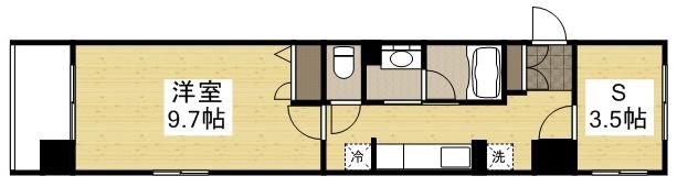 リビンコートSTUDIO富田町(1K/9階)の間取り写真