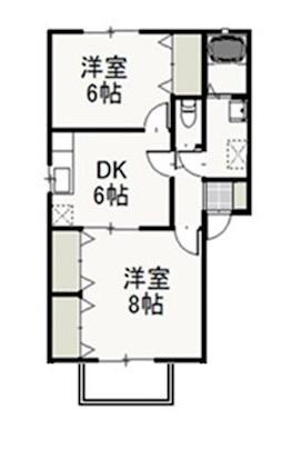 グリシーヌB(2DK/2階)の間取り写真