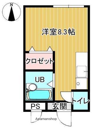 衣笠ビル(ワンルーム/2階)の間取り写真
