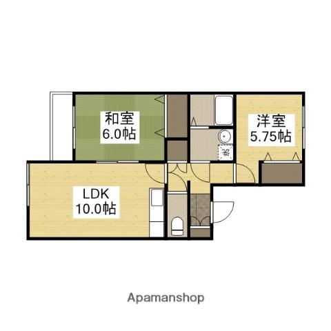 コートサイドコーポ(2LDK/2階)の間取り写真