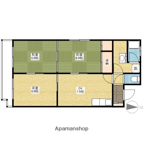 成広京町マンション(3DK/7階)の間取り写真
