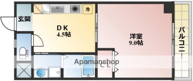 コザックス(1DK/6階)の間取り写真