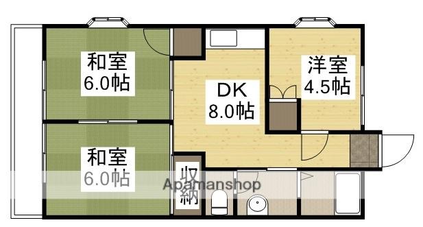 赤田ハイツ(3DK/6階)の間取り写真