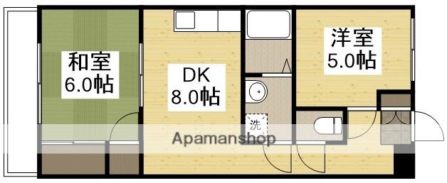 赤田ハイツ(2DK/5階)の間取り写真