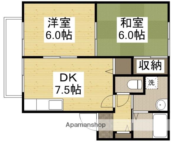 ビバーチェナラバラA(2DK/1階)の間取り写真