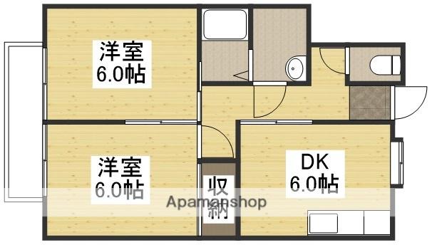メゾンエスポアールA棟(2DK/1階)の間取り写真