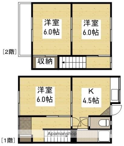 岡山電軌東山本線 東山・おかでんミュージアム駅駅 徒歩36分 2階建 築53年(3K)の間取り写真