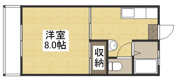 フレンド富田(1K/2階)の間取り写真