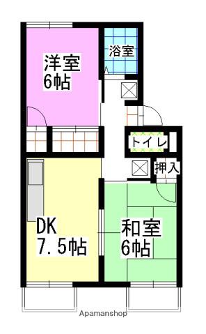 プレジール後楽Ⅱ(2DK/2階)の間取り写真