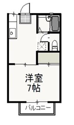 ノース・アヴァロン(1K/2階)の間取り写真