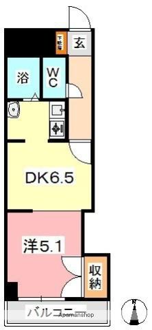 KM大元駅前(1DK/3階)の間取り写真