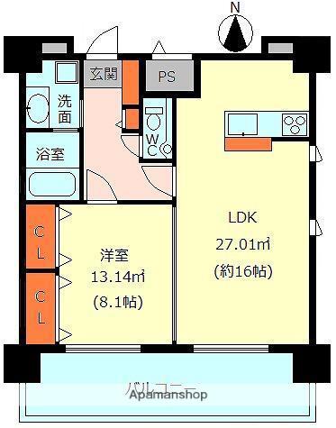 GREEN TRAIL PARK NISHIGAWARA(1LDK/9階)の間取り写真