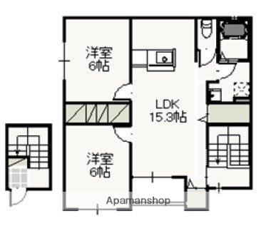 フローラルガーデンⅡ(2LDK/2階)の間取り写真