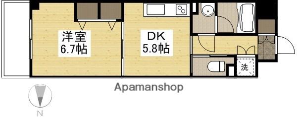 アルファレガロ西古松(1DK/2階)の間取り写真