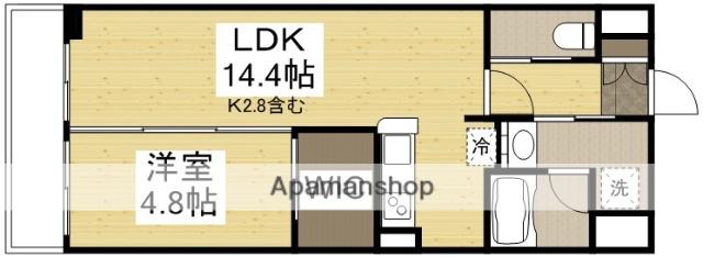 アルファレガロ西古松(1LDK/4階)の間取り写真