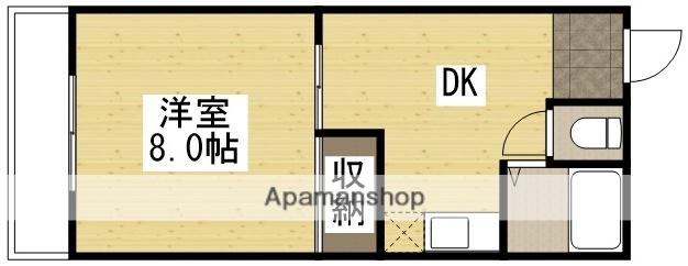カーサ岡町(1DK/3階)の間取り写真