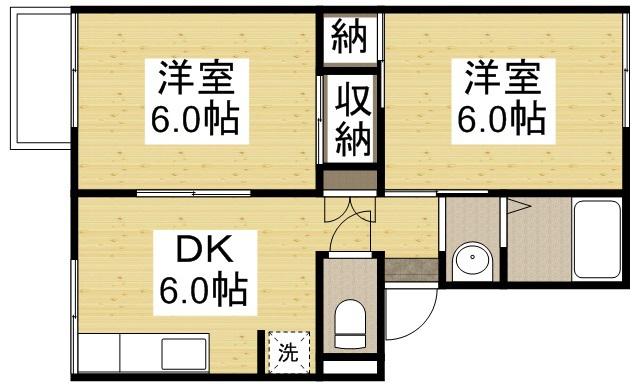プレジール90(2DK/2階)の間取り写真