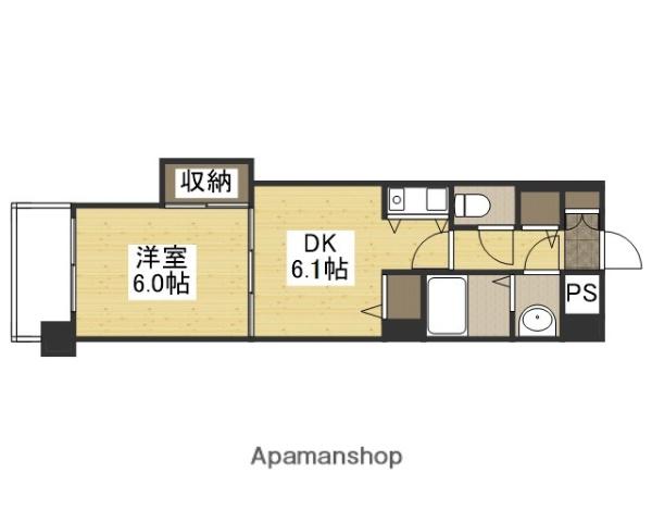 朝日プラザ岡山サウスフロント(1DK/6階)の間取り写真