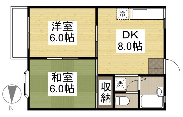 メゾン・ド・ルミネ(2DK/1階)の間取り写真